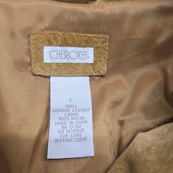 Vintage Cherokee Y2k Women’s L Honey Brown Suede Mid Length Leather Jacket SZ L - Picture 4 of 11